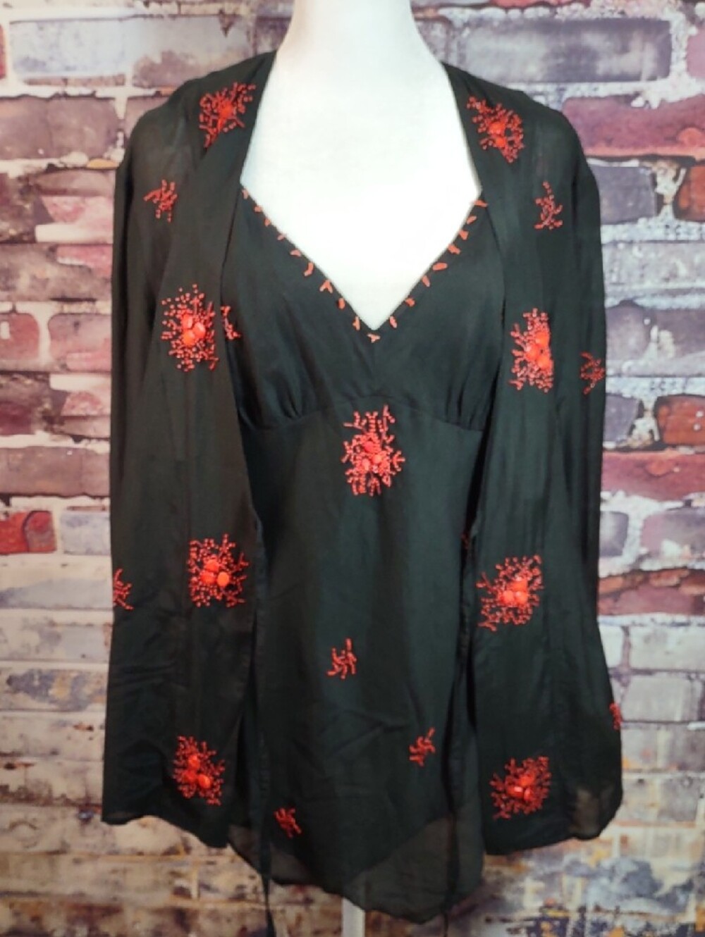 White House Black Market Beaded Silk Blend Jacket/ Camisole